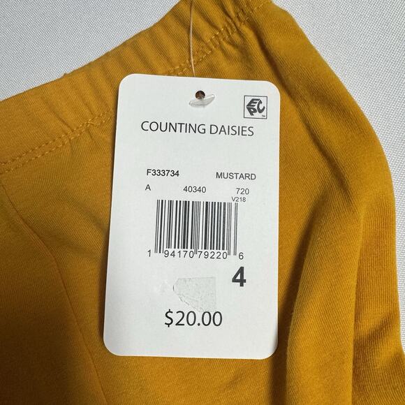 Counting Daisies Solid Flare Leggings Girl's Size 4 Mustard Yellow - Picture 4 of 5